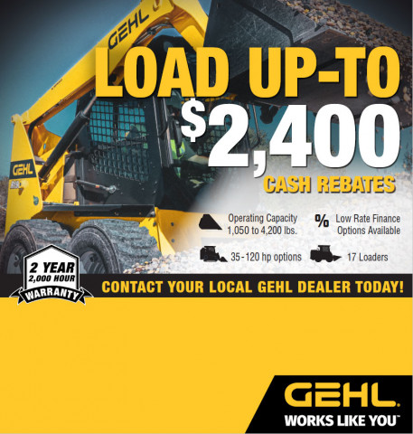 GEHL MNA Skid Loader Rebate Offer Full Page Ad